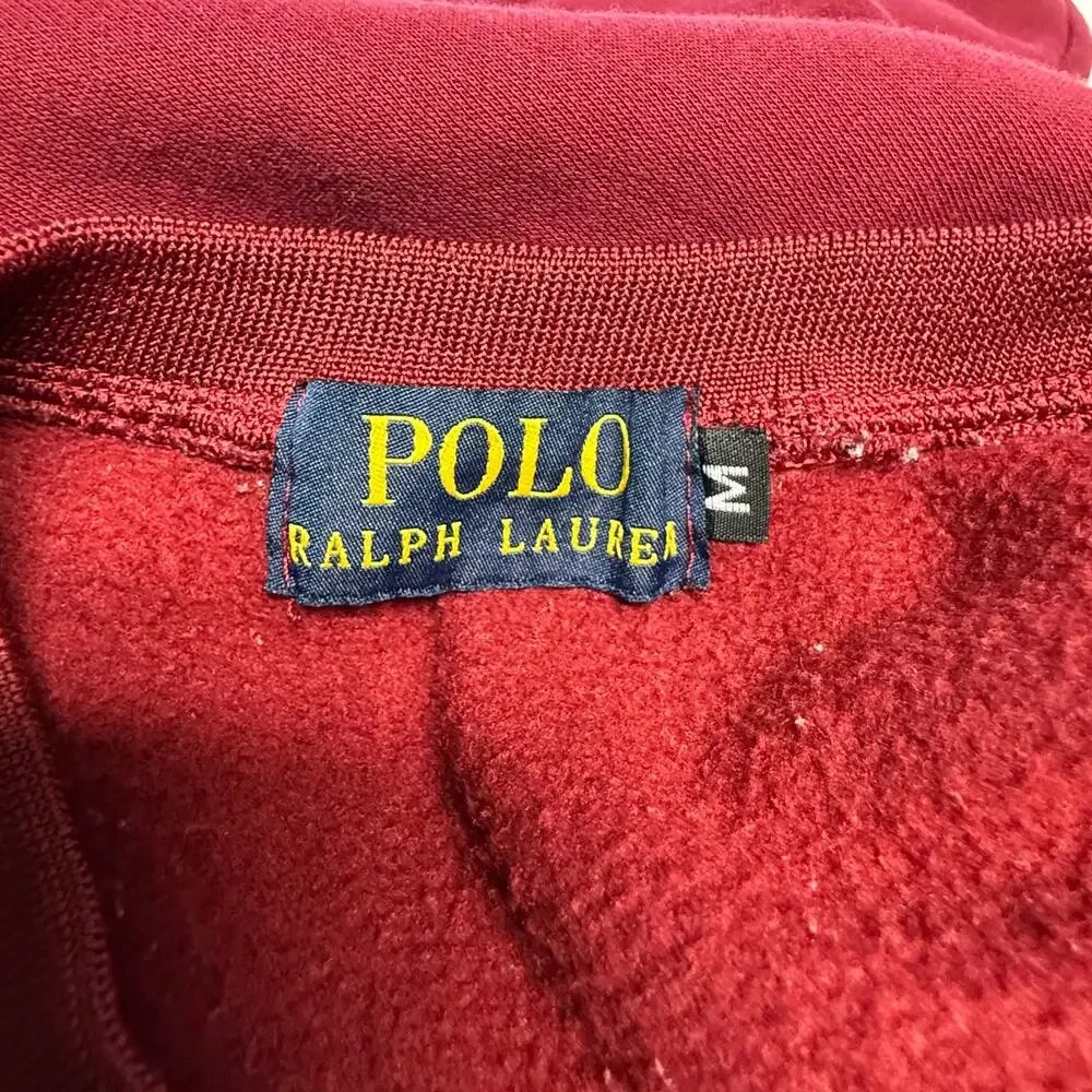 Vintage Y2K 90s Ralph Lauren Polo Mens Medium Sweatshirt Spellout Logo Maroon